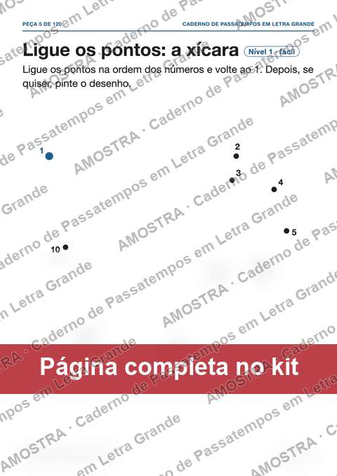 Amostra da página do kit: Ligue os pontos: a xícara